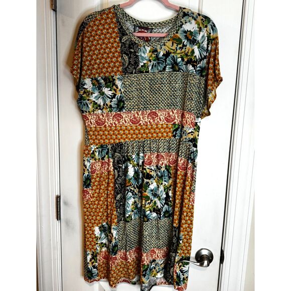 Beautiful Johnny Was shift dress; great pattern, sz Large EUC - Picture 2 of 5